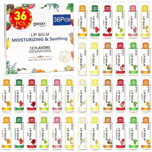 DMSKY 36 Pack Lip Balm, Natural