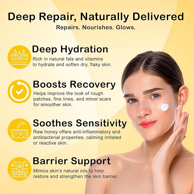 Beef Tallow for Skin – Grass-Fed Beef Tallow & Raw Honey Balm, Hydrating & Nourishing - Face Body Moisturizer, Skin Barrier Repair, Travel Essentials (113g/4 oz)