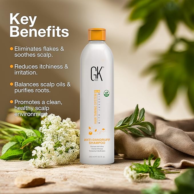 GK HAIR Anti-Dandruff Shampoo Feel the Relief as Itching and Flakes Fade Away, Leaving Your Scalp Refreshed and Hair Soft, Smooth, and Full of Life – Sulfate-Free, 8.5 Fl Oz