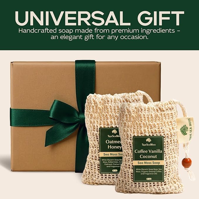 Detoxifying Sea Moss Soap - All-Natural Soap with Green Tea Matcha & Aloe Bergamot - Gentle on Sensitive Skin for Face and Body Use,Gift for Men & Women