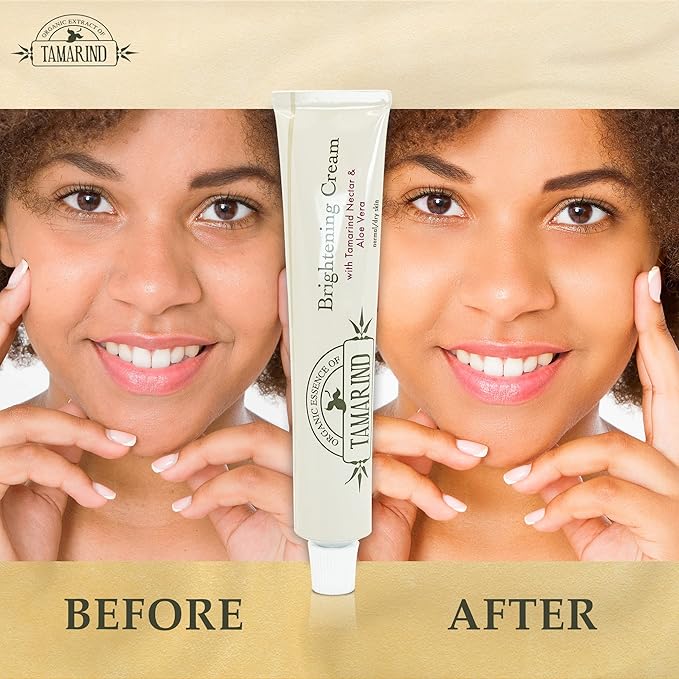 Organic Extract of Tamarind, Skin Brightening Cream - 1.7 fl oz / 50 ml - Dark Spot Cream for Hands, Knuckles, Body, Face, Underarm, Intimate Areas, with Glycering, for Men and Women
