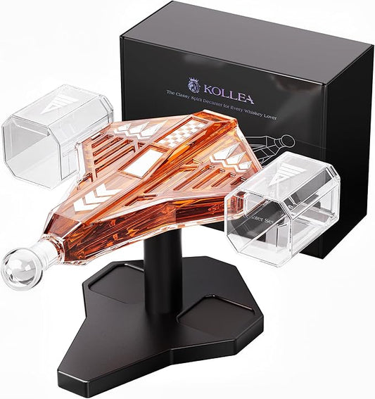Kollea Birthday Gifts for Men Dad, Galaxy Spaceship Whiskey Decanter Sets for Men, Spacecraft Limited Edition, 2 Funny Glasses, Unique Guys Brother Gift Idea, Liquor Decanter for Bar, Anniversary, Him
