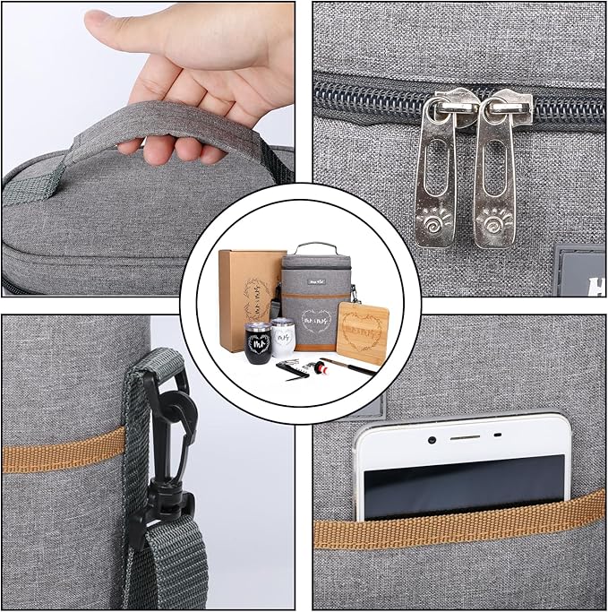 Hap Tim Wedding Gifts for Couples, Bridal Shower Gifts, Engagement Gifts for Newlyweds, Mr and Mrs gifts - Wine Cooler Bag Insulated Wine Carrier Tote with Tumblers, Bamboo Cheese Borad