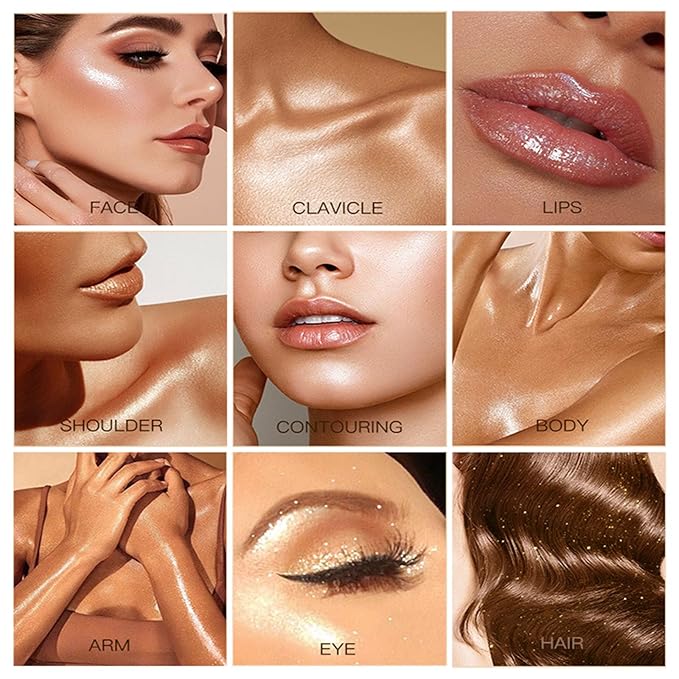 Shimmer Body Oil-Gold Face Brighten Glow Pearl Highlighter