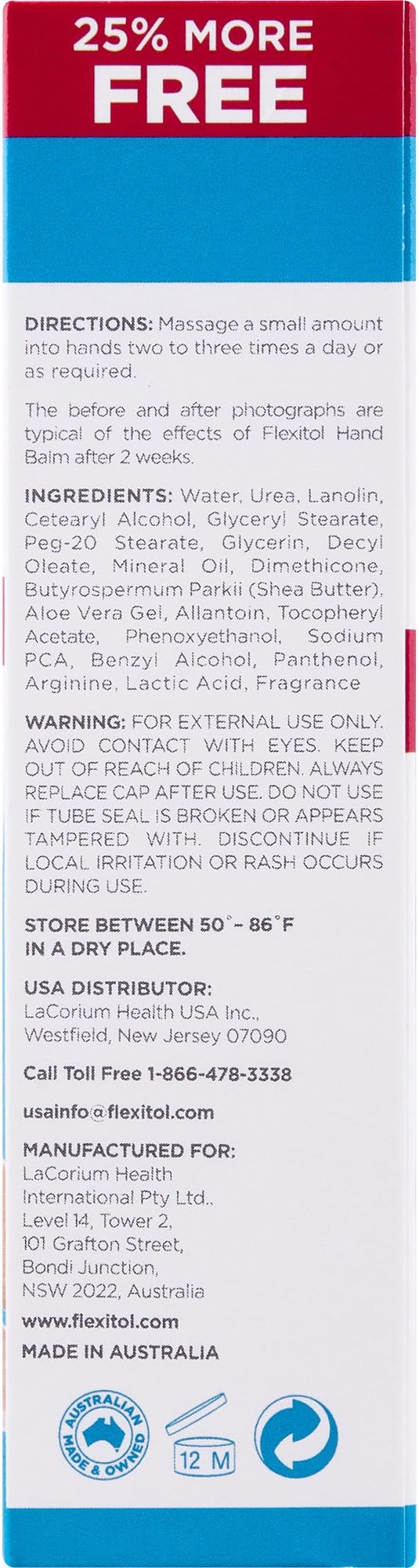 Flexitol Hand Balm, 2.5 Ounce Tube (Pack of 2), Rich Moisturizing Hand Cream for Fast Relief of Dry, Chapped, or Cracked Skin