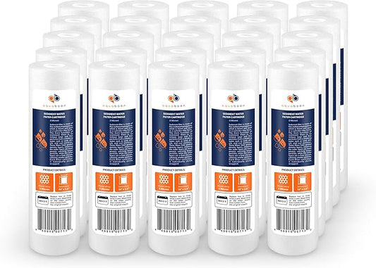 Aquaboon 5 Micron 10 x 2.5 Sediment Filter - Whole House Water Filter Replacement Compatible with Well Water Filters - P5, AP110, WHKF-GD05, 25-Pack