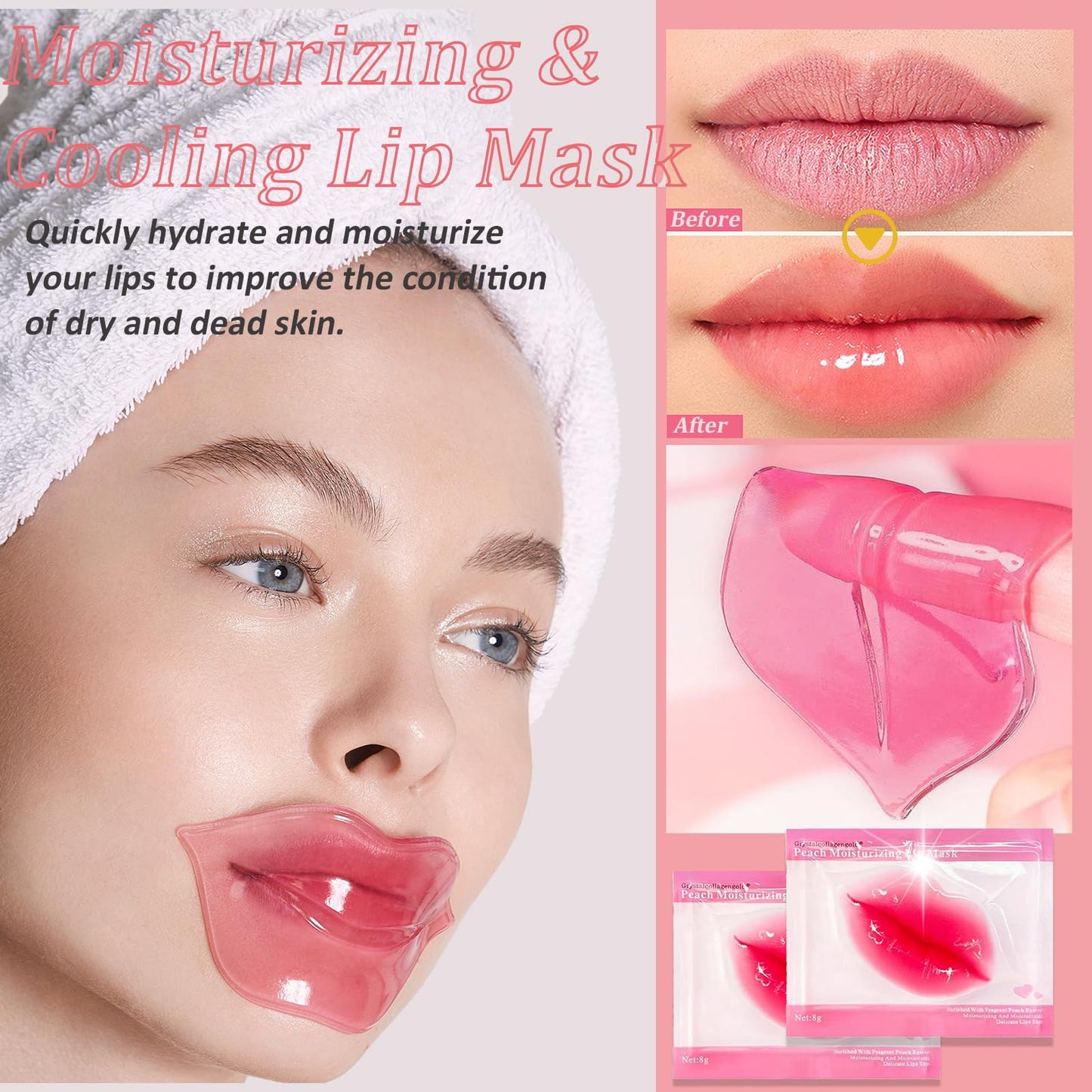 32 Pairs Eye Masks & Lip Masks, Collagen Crystal Lip Mask and Eye Mask, Crystal Collagen Eye Patches for Puffy Eyes, Effectively Eliminates Dark Circles and Eye Bags, Reduces Lip Wrinkles