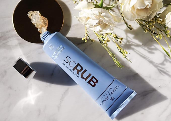 Face Scrub - Organic Exfoliating Face Wash with Icelandic Black Volcanic Sand and Rowanberries - Gentle Face Exfoliator for All Skin Types - 2 Fl Oz