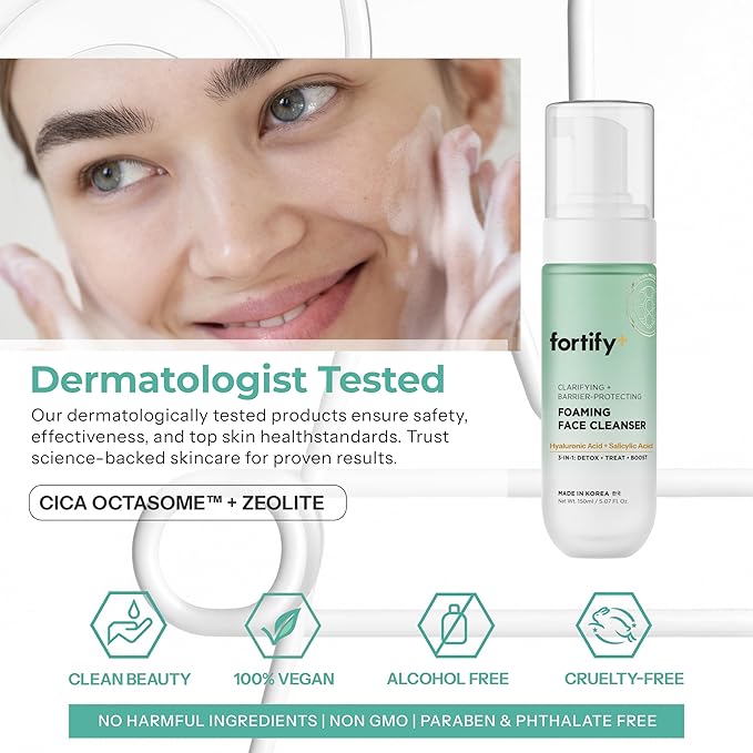 Foaming Facial Cleanser with Hyaluronic Acid & Salicylic Acid – 3-in-1 Face Wash – Deeply Purifies, Hydrates – Korean Skincare, Dermatologist Tested – All Skin Types – 5.07 fl oz