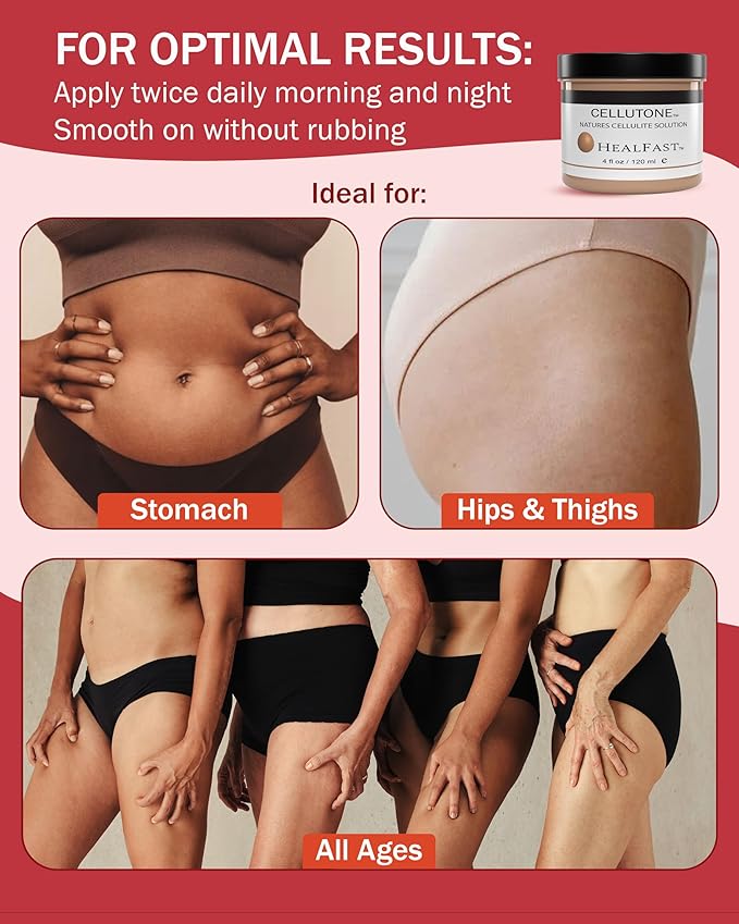 Cellutone Cellulite Reduction Cream 4 Oz – Suitable for Hips, Thighs, Buttocks, and Abdomen (Not for Face) – Blended with 70+ Egg Vitamins, Minerals, and Proteins