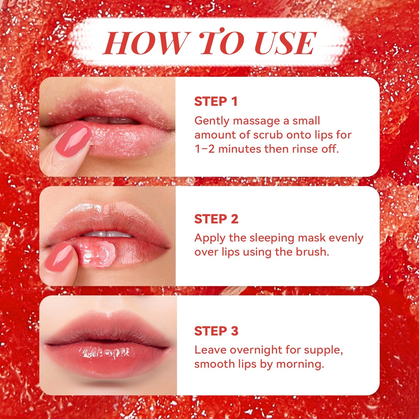 ANAI RUI Cherry Lip Scrub & Lip Mask Set with Vitamin E, Hyaluronic Acid & Shea Butter, Lip Scrubber Exfoliator, Hydrating Lip Mask Overnight, Sugar Scrub for Dry Chapped Lips, Lip Gift Set for Women