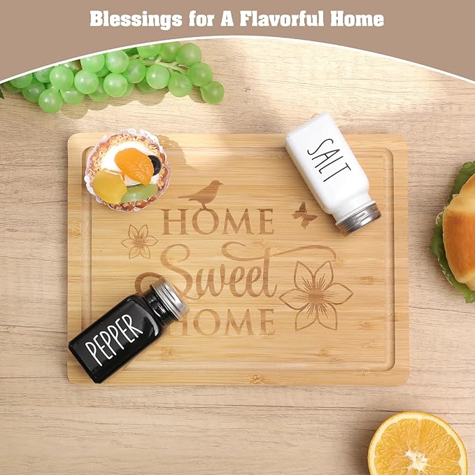 House Warming Gifts New Home, 12 Pcs Housewarming Gifts Basket for New House with Gift Box Packaging, 3D Botanical Greeting Card, Cutting Board for Couple, Closing Gifts for Home Buyers