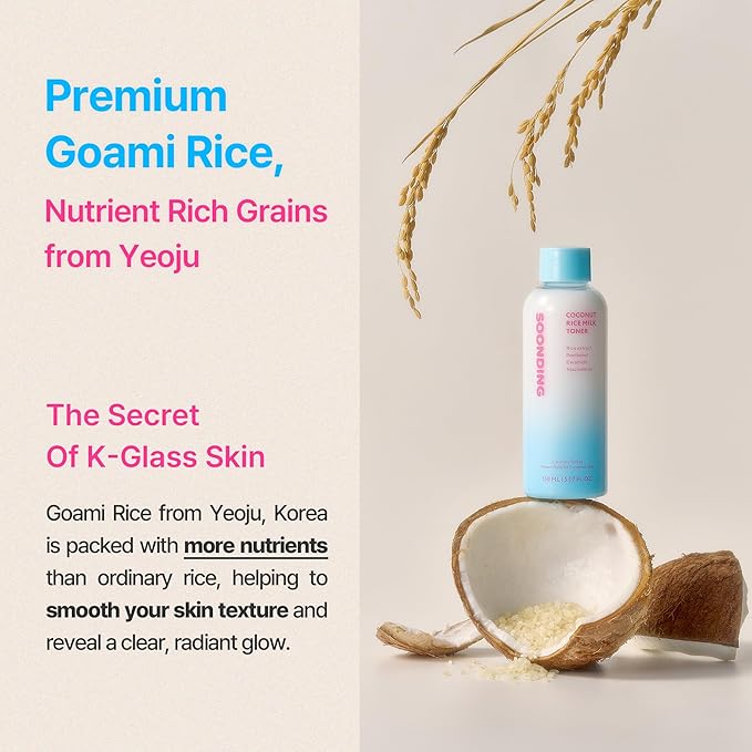 Coconut Rice Milk Toner | Calming Hydration, Smooth Skin Texture and Strengthen Skin Barrier with Rice, Panthenol, Ceramide, AHA | Fragrance-Free, Korean Skin Care (150ml/ 5.07 fl oz)