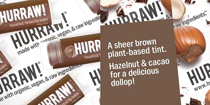 Hurraw! Hazelnut Tinted Lip Balm, 3 Palm