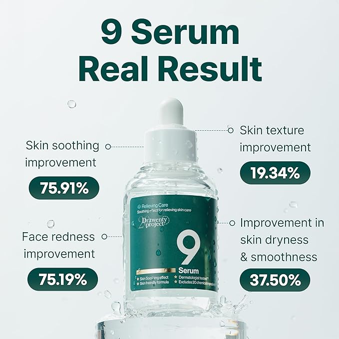 9 Serum for Calming, Hydrating, and Barrier-Strengthening with Mugwort Extract for Sensitive Skin - Redness-Reducing, Glowing, Deep Moisturizing - Korean Skin Care (50ml / 1.69 fl oz)