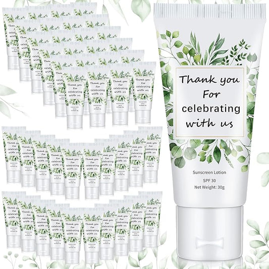 72 Pcs Mini Sunscreen Bulk for Summer Party Wedding SPF 30 Water Resistant Sunscreen Lotion Bulk 1oz Travel Size for Thank You Gifts Summer Party Wedding Supplies(Eucalyptus)