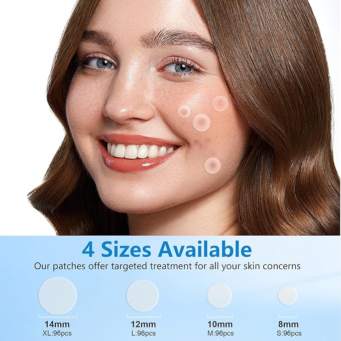 Invisible Pimple Patches for Face,Day and Night 4 Sizes 360 Counts Thin & Thick Hydrocolloid Acne Patches for Face and Skin, Zits Absorbing Patch, Covering Zits and Blemishes, Spot Stickers
