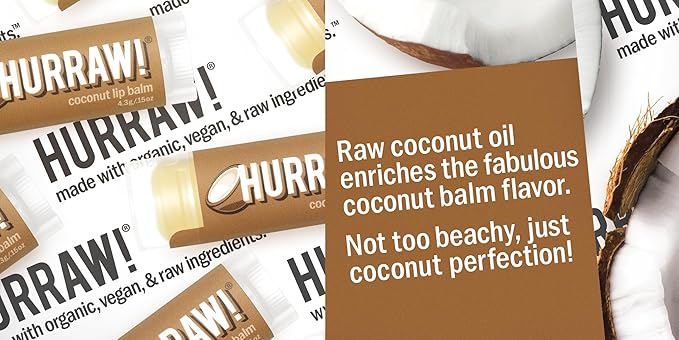Hurraw! Almond, Coconut, Licorice Lip Balms, Palm