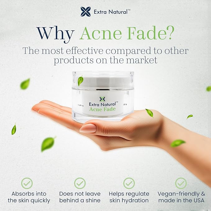 Extra Natural Acne Fade Treatment - Maximum Strength Face Cream for Sensitive Skin - For Pimple, Blackhead, Whitehead, Cystic, Hormonal Acne, Scar - Fast Acting Herbal Formula with Lavender & Tea Tree
