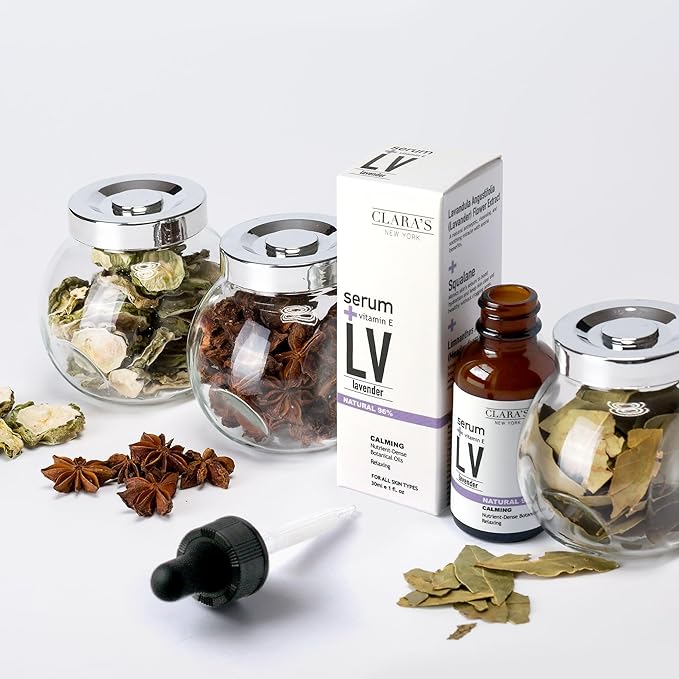 CLARA'S NEW YORK Lavender in Squalen Facial Serum with Vitamin E for Soothing, Calming and Moisturizing - Lightweight Formular 30ml /1Fl oz - Made In USA