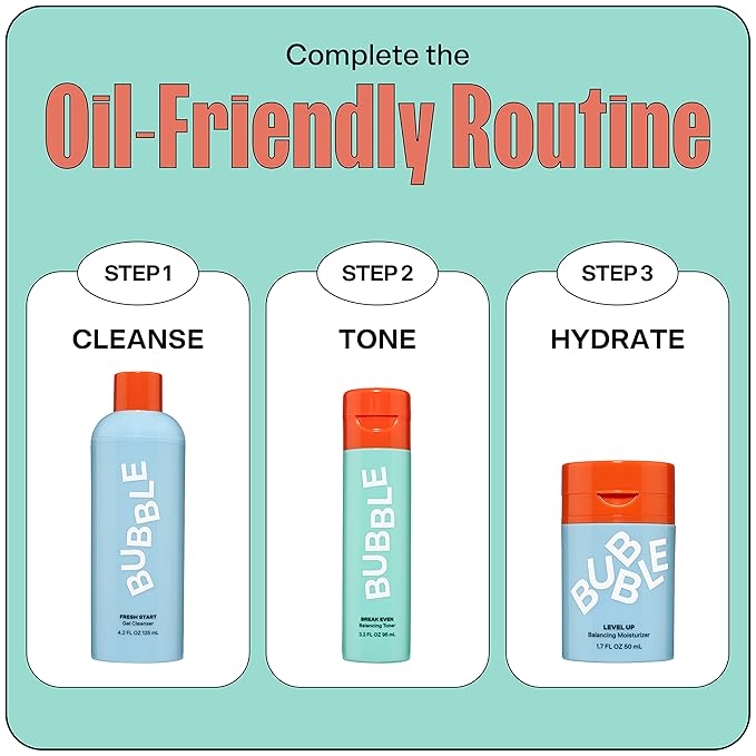 Bubble Skincare Break Even Balancing Face Toner - Gentle Exfoliating Toner & Pore Minimizer for Normal to Oily Skin Types - Skin Care Formulated with Green Tea Extract and Niacinamide (100ml)