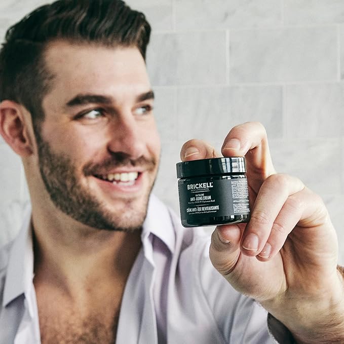 Brickell Men's Revitalizing Anti-Aging Cream For Men, Face Moisturizer For Face To Reduce Fine Lines and Wrinkles, Natural and Organic Anti Wrinkle Night Face Cream, 2 Ounce, Scented