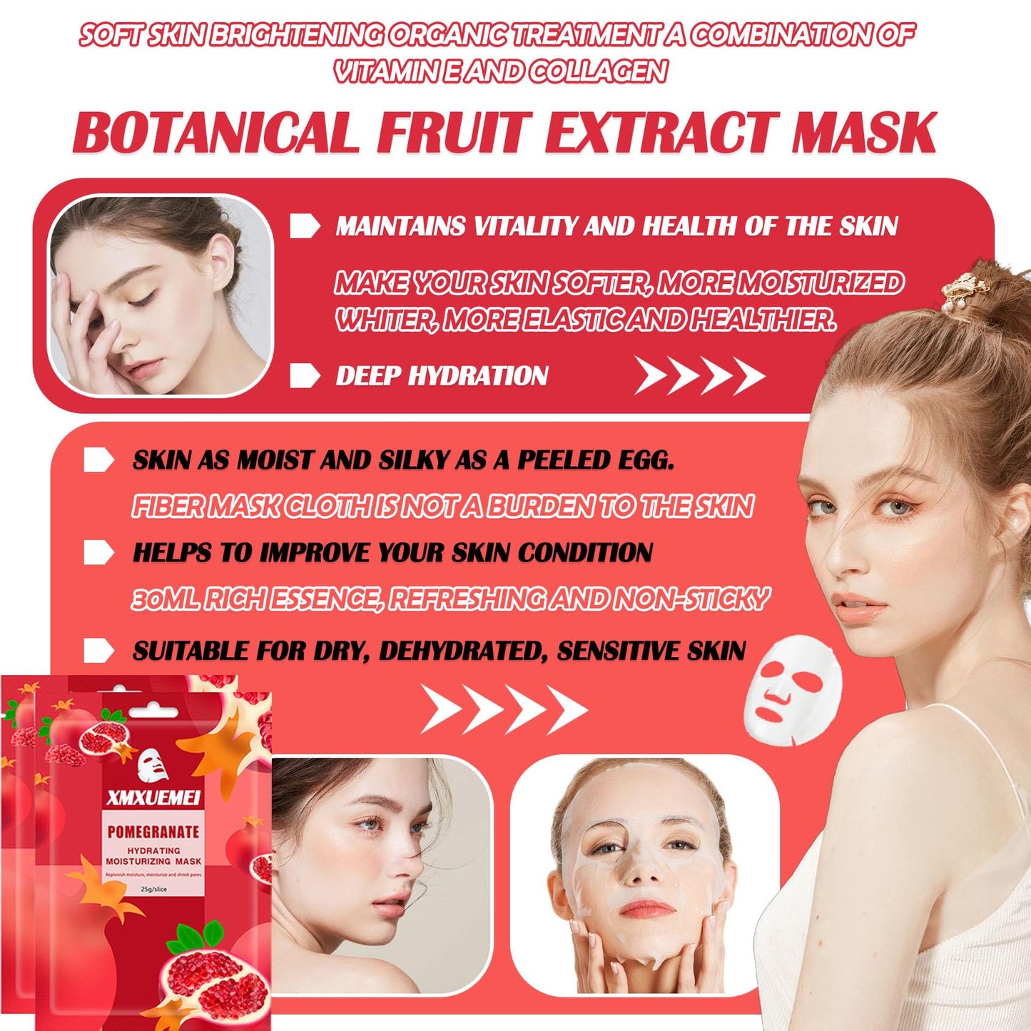 XMXueMei 20 Pcs Facial Sheet Mask Combo,Hydrating Face Mask,Easy to Use,Moisturizing Daily Sheet Mask