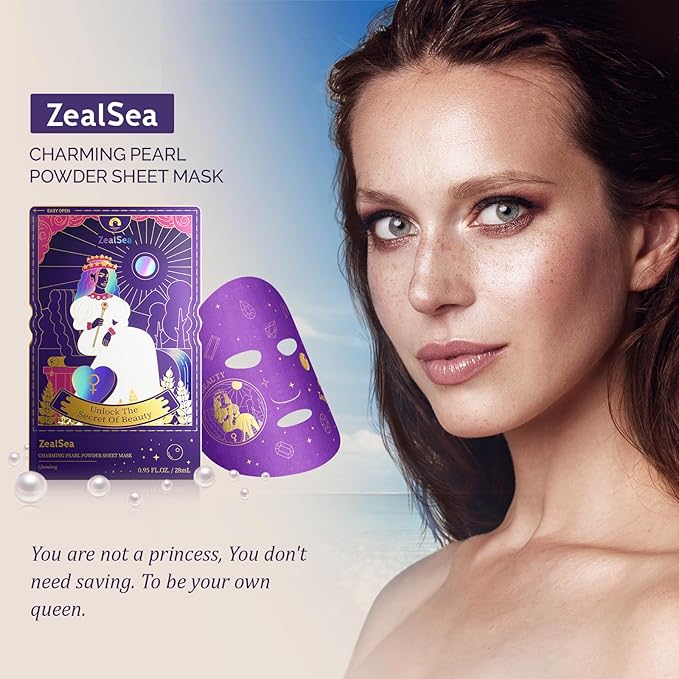 Zealsea Face Masks Skincare, Collagen Face Mask for Anti Aging, Hydrating Face Masks, Astaxanthin Q10 Face Mask for Antioxidant, Magic All-in-one Sheet Mask, Self Care Gift for at Home Spa Party 6pack