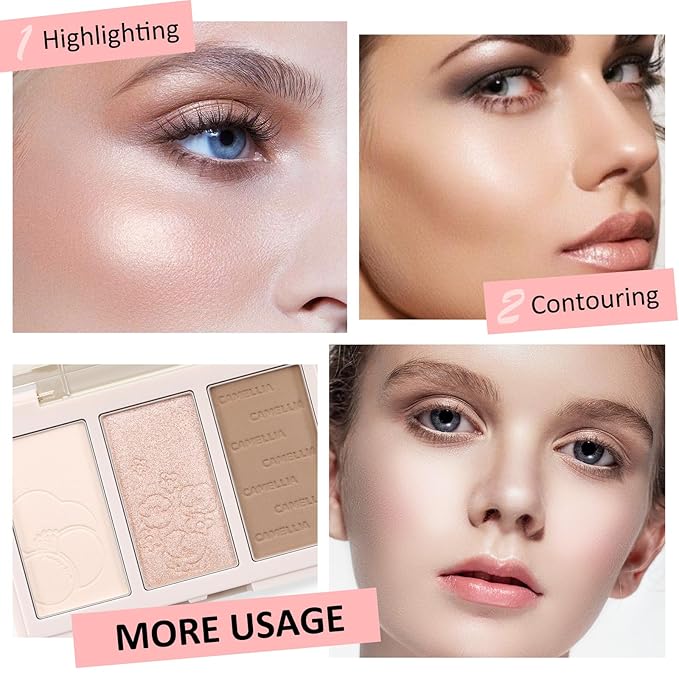 Boobeen Blush Contour Highlighter Makeup Palette - 3 the Face