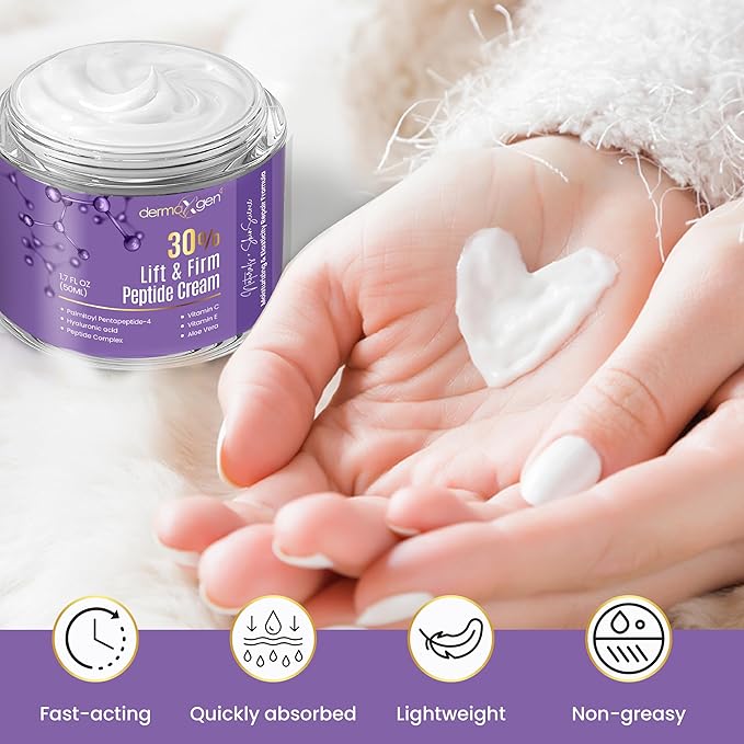 30% Lift & Firm Peptide Cream for Face - Organic Anti Aging Firming Cream for Wrinkles and Fine lines - Hydrating Formula with Matrixyl for Skin Firmness and Barrier Repair - 1.7 Fl Oz /50ML