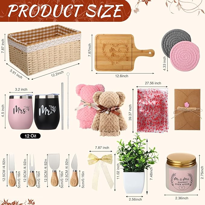 House Warming Gifts Basket 21 Pieces Housewarming Gift for New Apartment Closing Gifts for Buyers Couples Women Men New Homeowners Gift Ideas Set (Couple,Mr&mrs)