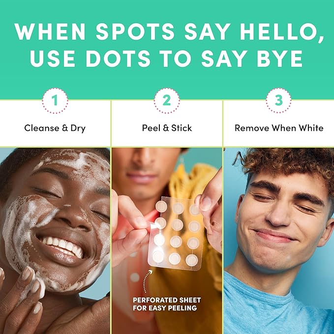 Dots for Spots Pimple Patches For Face - Fast Acting, Translucent Hydrocolloid Zit Patches that Unclog Pores - Korean Skincare - Vegan, Cruelty Free - (60 count)