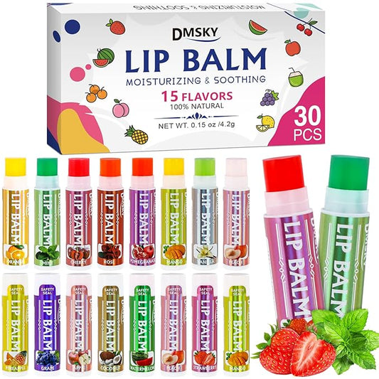 Dmsky Lip Balm 30 Pack, Colorful
