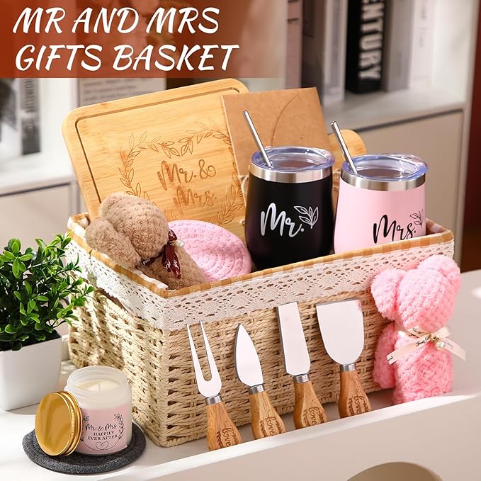 House Warming Gifts Basket 21 Pieces Housewarming Gift for New Apartment Closing Gifts for Buyers Couples Women Men New Homeowners Gift Ideas Set (Couple,Mr&mrs)