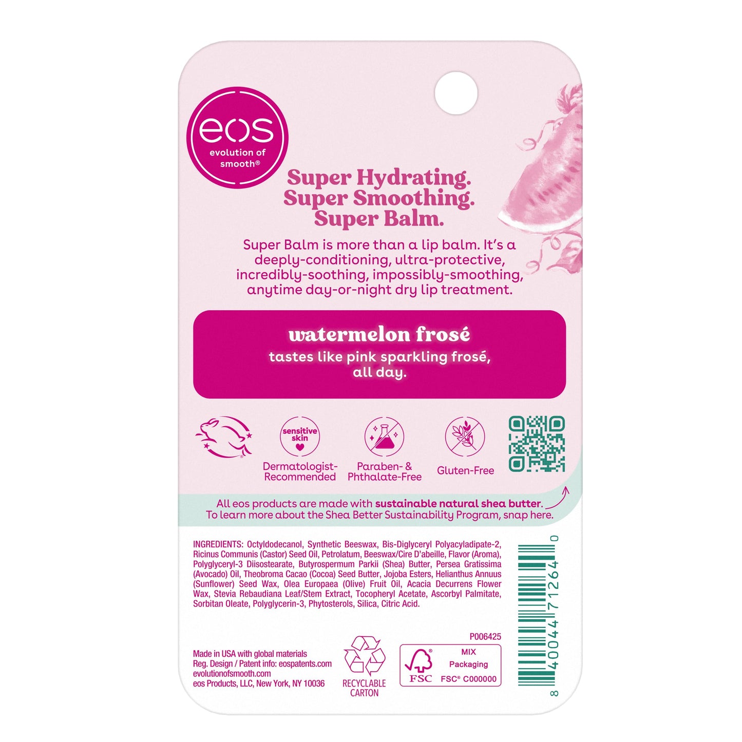 eos 24H Moisture Super Balm- Watermelon Frosé, Lip Mask, Day or Night Lip Treatment, Made for Sensitive Skin, 0.35 fl oz (Pack of 2)