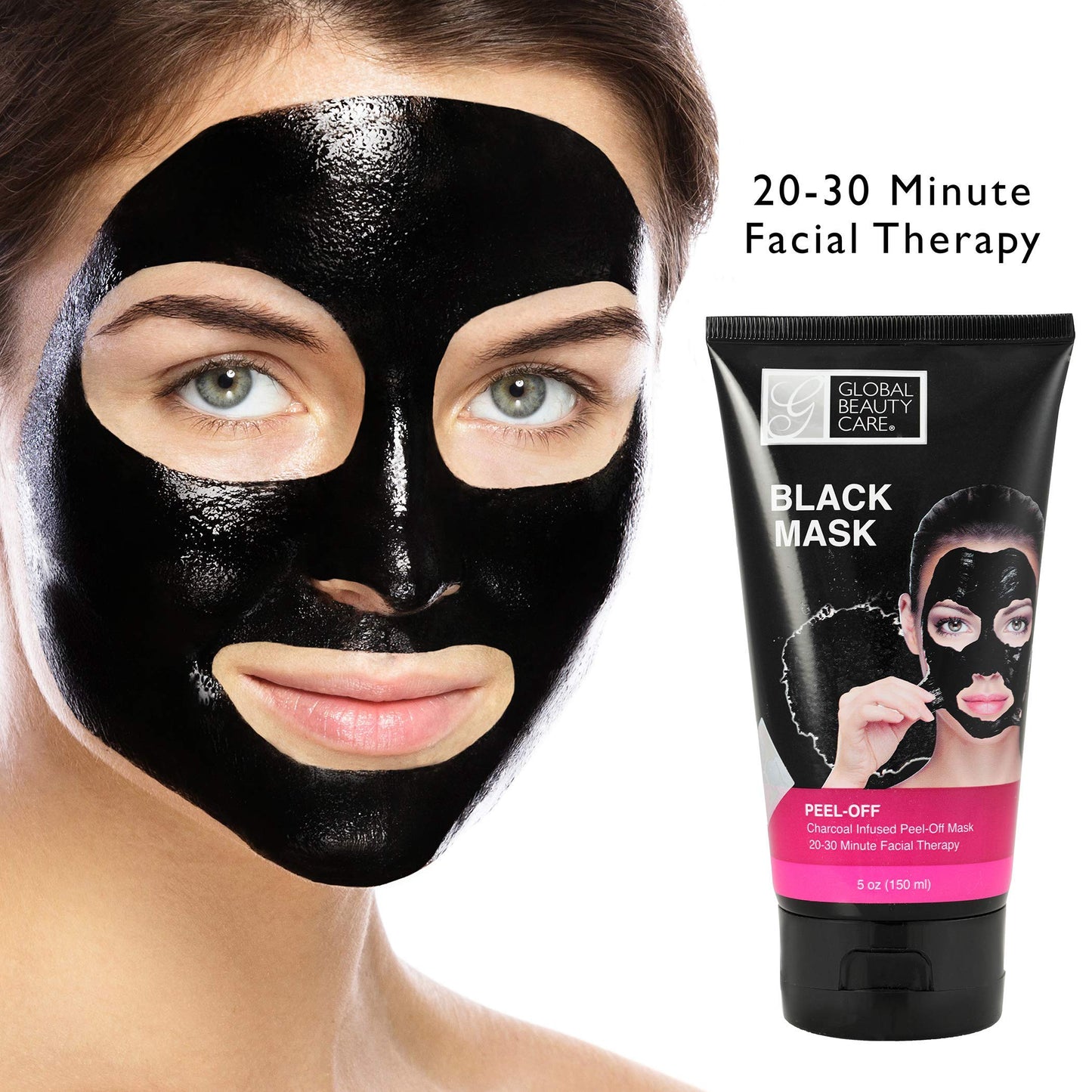 Global Beauty Care 5 oz 150 ml Black Peel-Off Mask: Charcoal Infused Peel-Off Mask