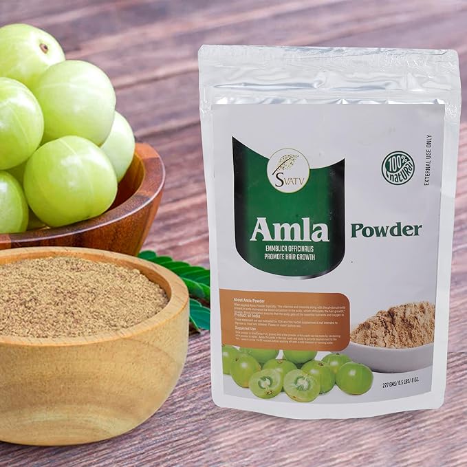 SVATV Amla Powder, Emblica Officinalis, Amalaki, Indian Gooseberry, Long Hairs 227g