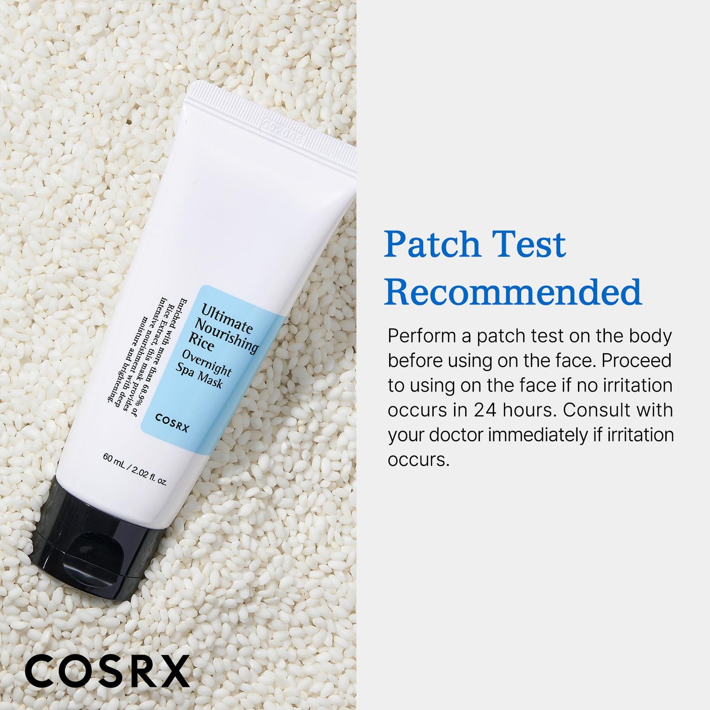 COSRX Ultimate Nourishing Rice Overnight Spa Mask, 60ml / 2.02 fl.oz | Rice Extract 68% and Niacinamide 2%, Korean Skin Care, Animal Testing Free, Paraben Free