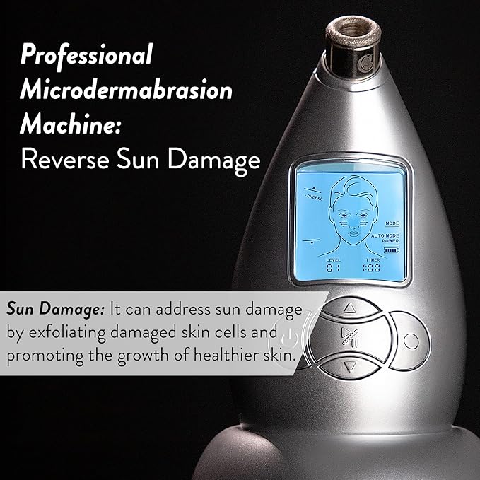 Microderm GLO Diamond Microdermabrasion Machine and Suction Tool - Clinical Micro Dermabrasion Kit for Anti Aging, Advanced Home Facial Treatment System, Blackhead Remover & Exfoliator for Acne Scars