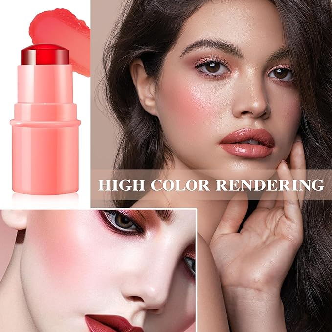 Cream Blush Stick with Brush,Waterproof Multi Cream Blush Skin G1