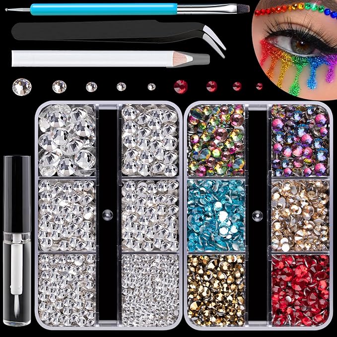 Colorful Face Gems for Makeup Set, Flatback Gorgeous
