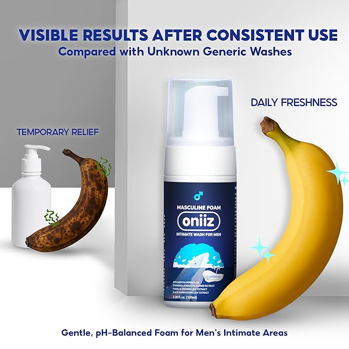 Masculine Foam Classical | 3-Barrier Intimate Protection | Gentle Intimate Wash for Men | Natural Ingredients | Refreshing Cool Sensation | Soothes, Deodorizes & pH Balanced 3.38 fl. oz