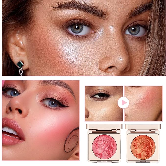 Embossed Smooth Powder Blush Palette for Cheeks,Matte Face