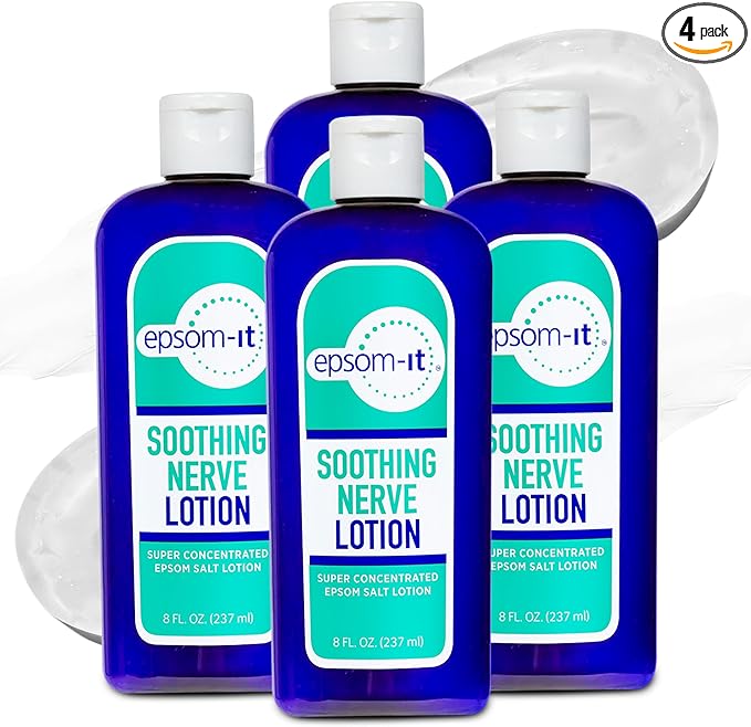 Epsom-It Soothing Nerve Lotion - Epsom Salt Magnesium Lotion, Topical Magnesium Cream with Capsaicin & Arnica to Provide Comfort for Legs, Knee and Feet, 8.0 oz., 4-Pack