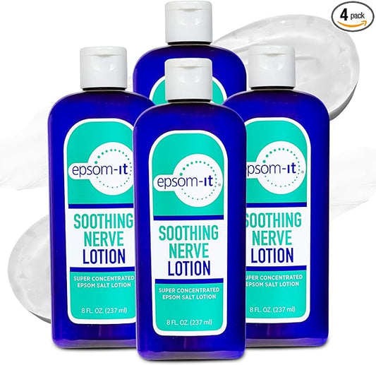 Epsom-It Soothing Nerve Lotion - Epsom Salt Magnesium Lotion, Topical Magnesium Cream with Capsaicin & Arnica to Provide Comfort for Legs, Knee and Feet, 8.0 oz., 4-Pack