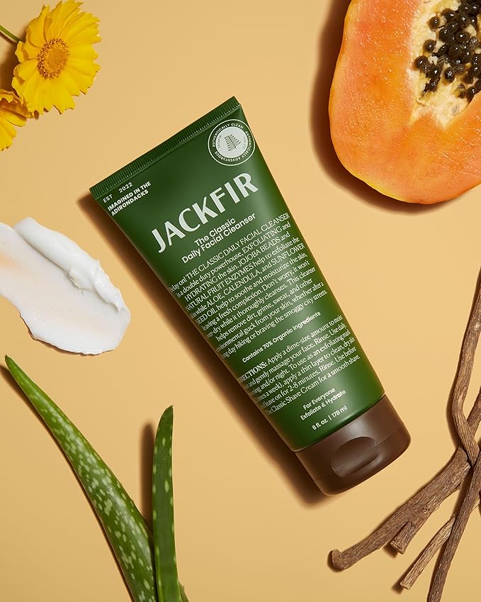 The Classic Daily Facial Cleanser, Natural Face Wash for Men, Exfoliate and Hydrate - Jojoba Beads and Fruit Enyzmes, EWG Verified, Organic Ingredients, For All Skin Types, 6 Fl Oz