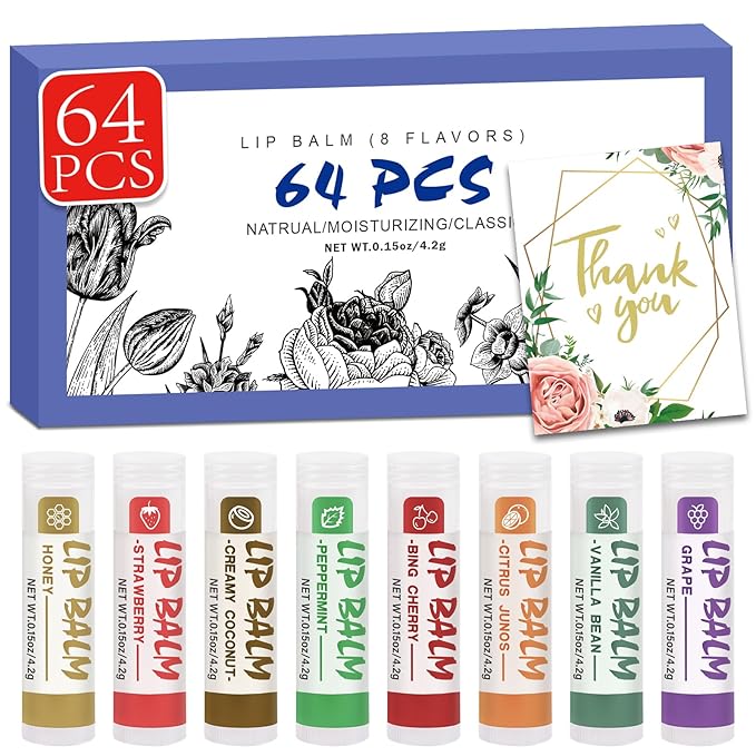 64 Pack Lip Balm, Natural Lip