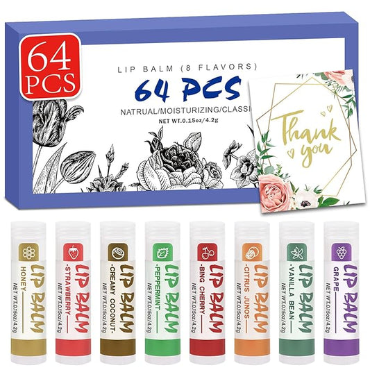 64 Pack Lip Balm, Natural Lip