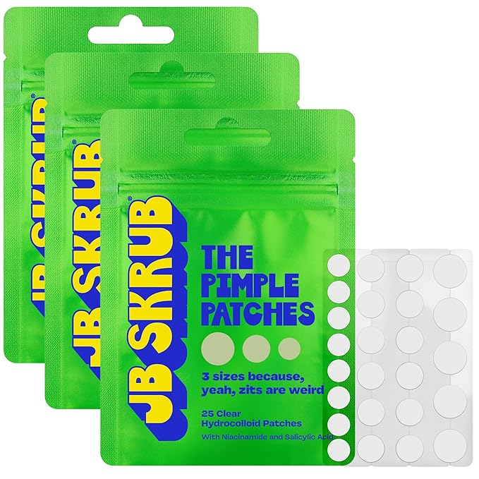 The Pimple Patches for Face Acne, Clear Hydrocolloid Patches with Salicylic Acid, Skin Care for Kids & Teens, Korean Skin Care, 3-Pack (25 Small, Medium & Large Spot Treatments per Pack)