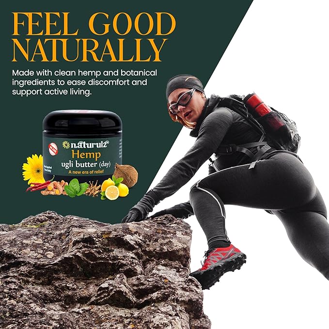 Ugli Butter Hemp Daytime Body Cream 4oz – Soothing Care for Sore Neck, Back & Knees, Nourishing Daily Cream with Arnica, Capsicum, Turmeric, Devil's Claw & Oregon-Grown Hemp for Natural Comfort